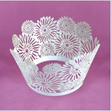 12 Lace Dahlia White Cupcake Wraps  - 2256
