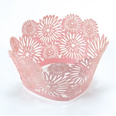 12 Lace Dahlia Pink Cupcake Wraps